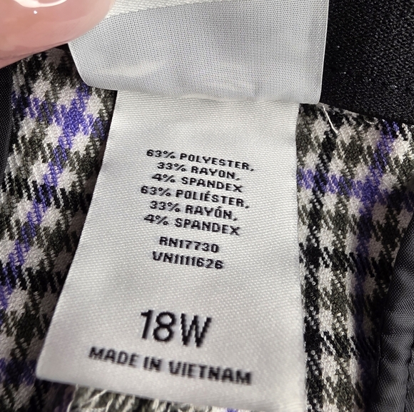 Ava & Viv Plaid Pants 18W Black White Purple Stretch Winter Fall Work Ca-2573 - Picture 3 of 12